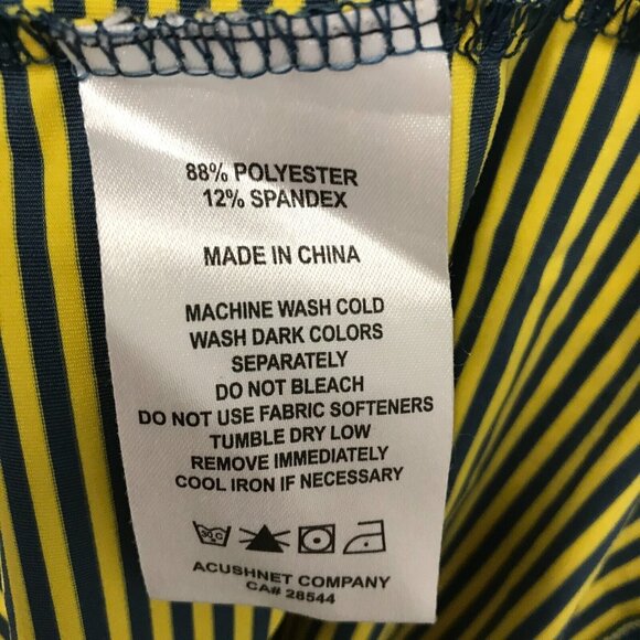 FJ Foot Joy Polo Shirt Mens XL Short Sleeve Yellow & Gray Stripe - Picture 4 of 7